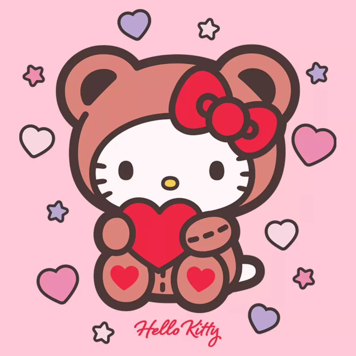 Детская футболка для девочек с принтом Hello Kitty Cute Valentine Bear Hello Kitty, Light Pink — фото 2