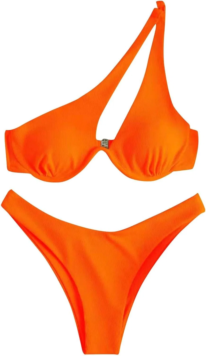 Женский бикини-сет с одним плечом и вырезами, Orange
