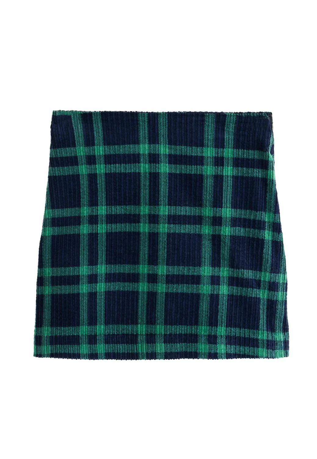 Мини-Юбка из вельвета, укороченный крой - юбка А-силуэта Next, Navy Blue Green Check — фото 3