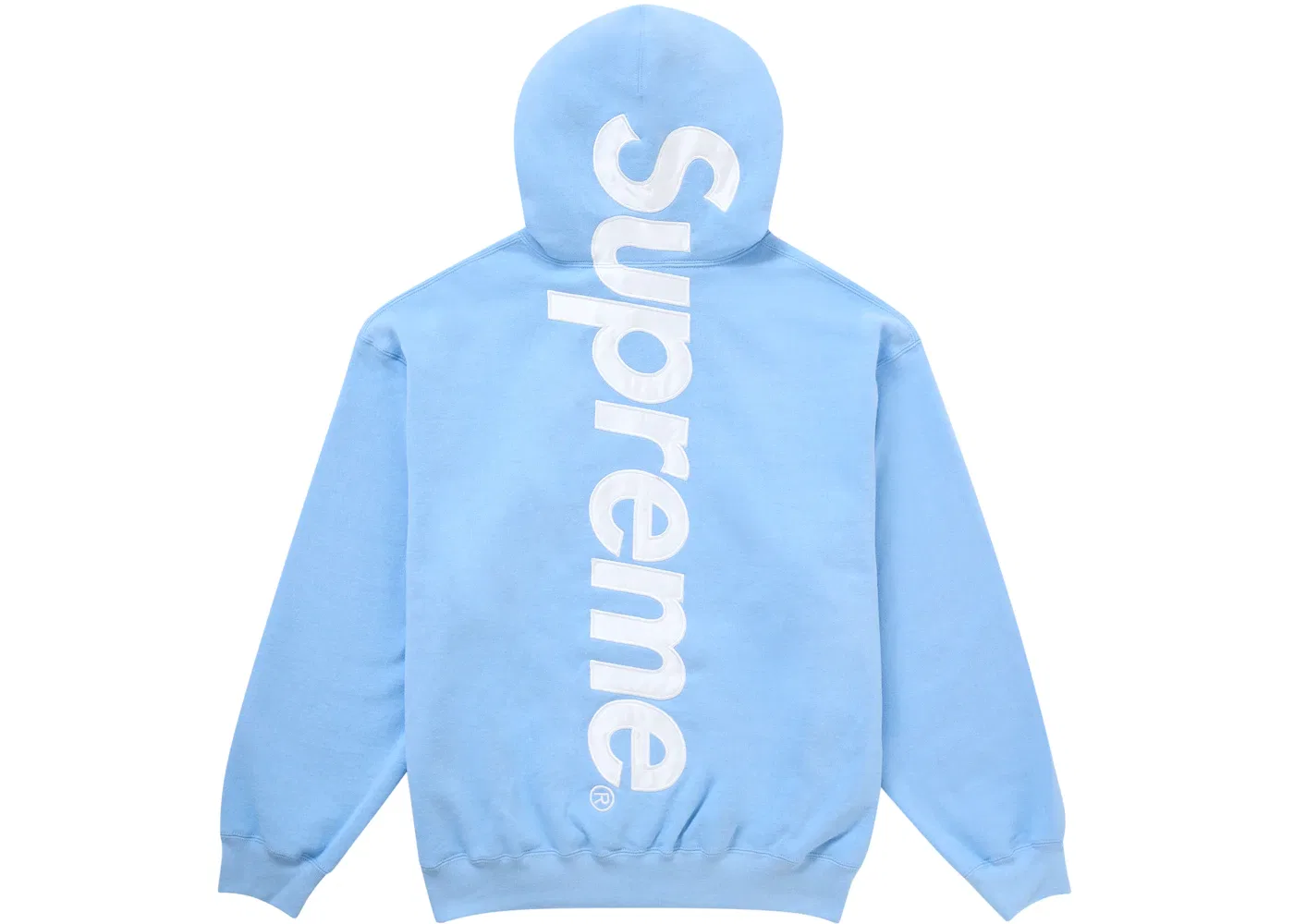 Мужской свитшот с капюшоном с сатиновой аппликацией Supreme, Light Blue