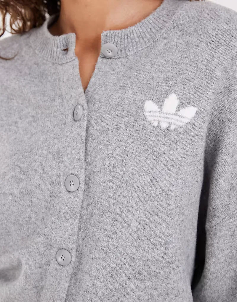 Вязаный кардиган Adidas Originals, серый — фото 2