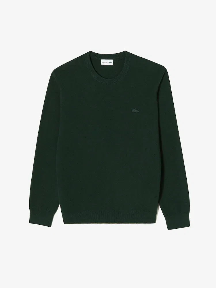 Свитер Lacoste базовый с круглым вырезом, мужской, из 100% шерсти, синий — фото 4