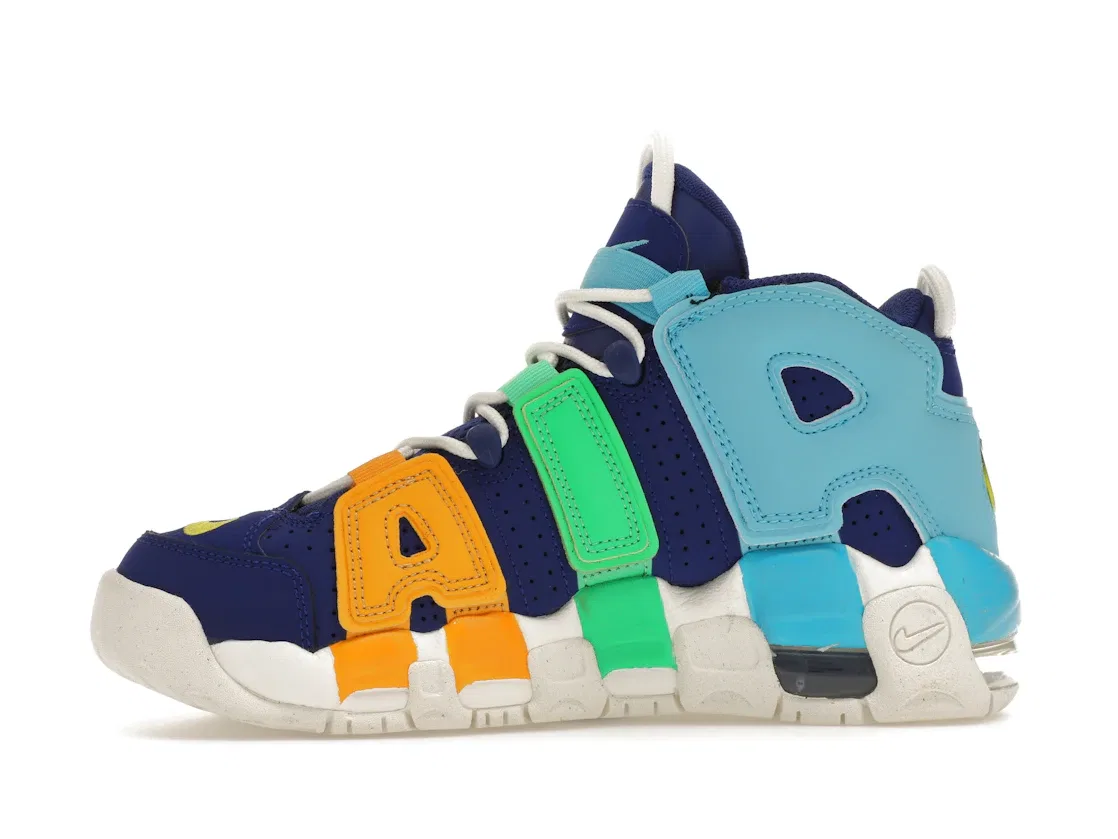 Детские кроссовки с принтом Nike Air More Uptempo Nike, Deep Royal Blue/Baltic Blue/Electric Algae/Opti Yellow — фото 3