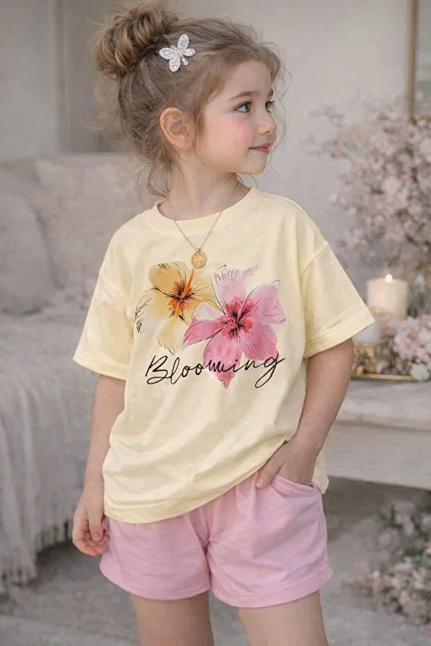 Детская футболка для девочек с принтом Daxia, Yellow — фото 2