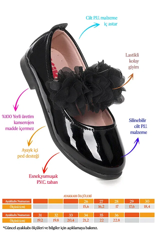 Детские балетки для девочек из искусственной кожи Flovers Patent Leather, Kiko Kids, Black — фото 2
