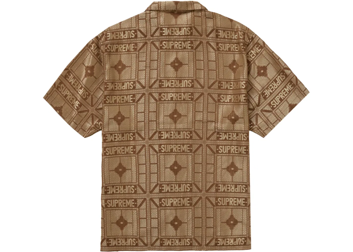 Мужская рубашка с коротким рукавом из жаккарда Supreme, Tan — фото 2