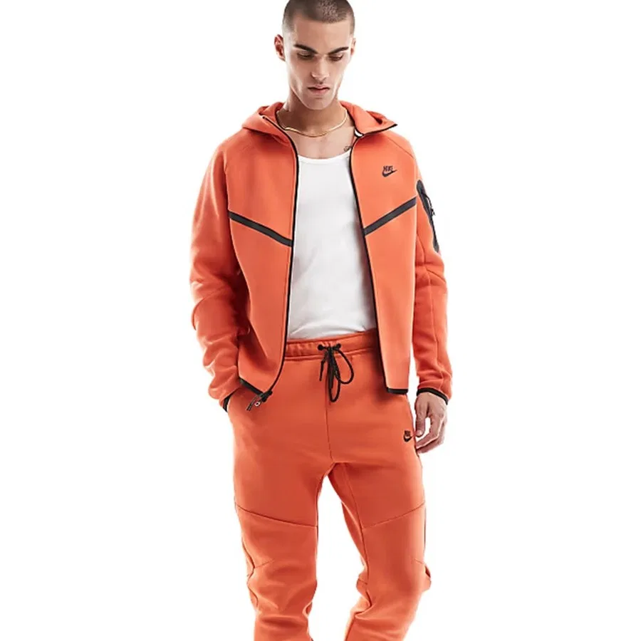 Свитшот мужской с капюшоном и длинным рукавом Tech Fleece Full Zip Windrunner Nike, Оранжевый — фото 4