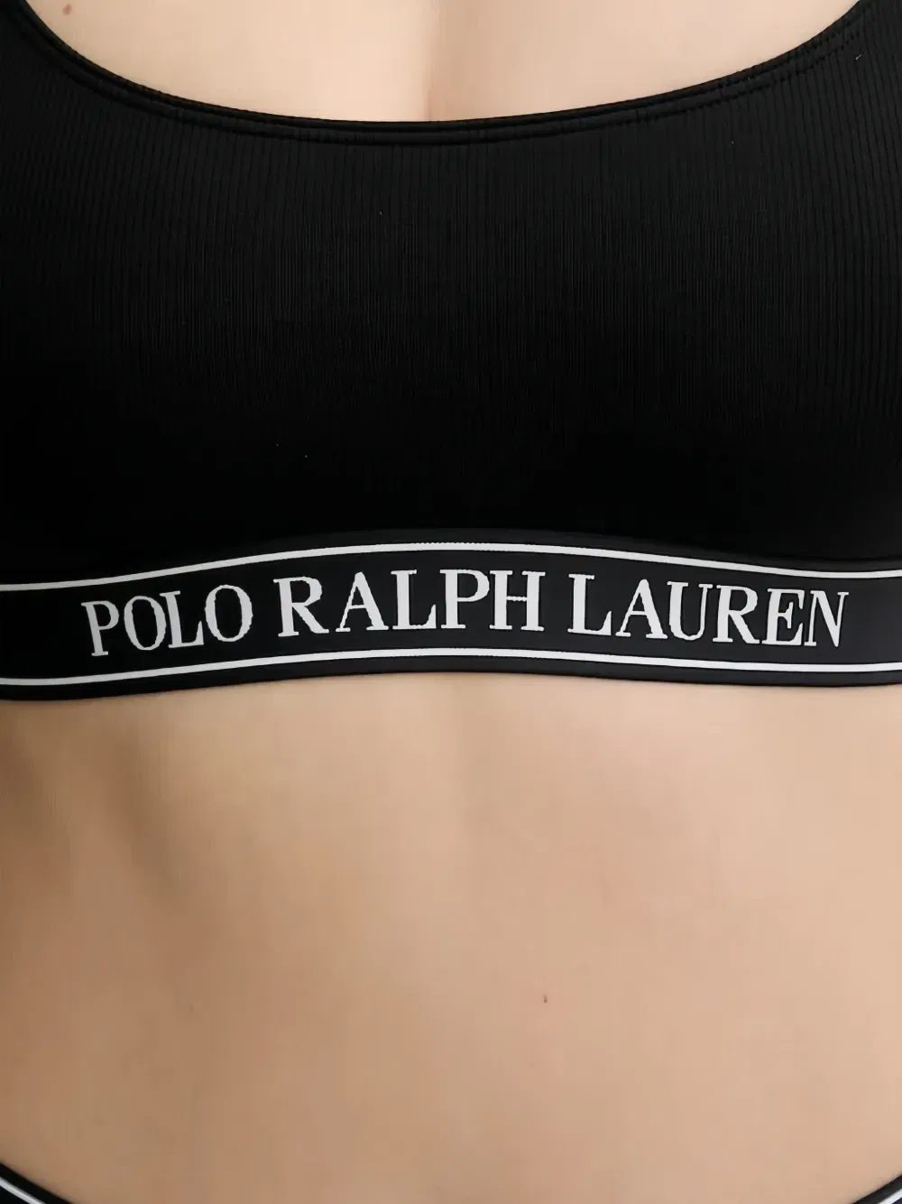 Бюстгальтер из ребристого трикотажа с логотипом Polo Ralph Lauren, черный — фото 4