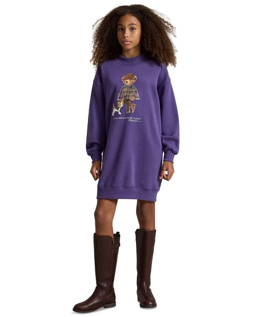 Платье-свитшот из флиса с принтом Polo Bear Polo Ralph Lauren, Valley Purple