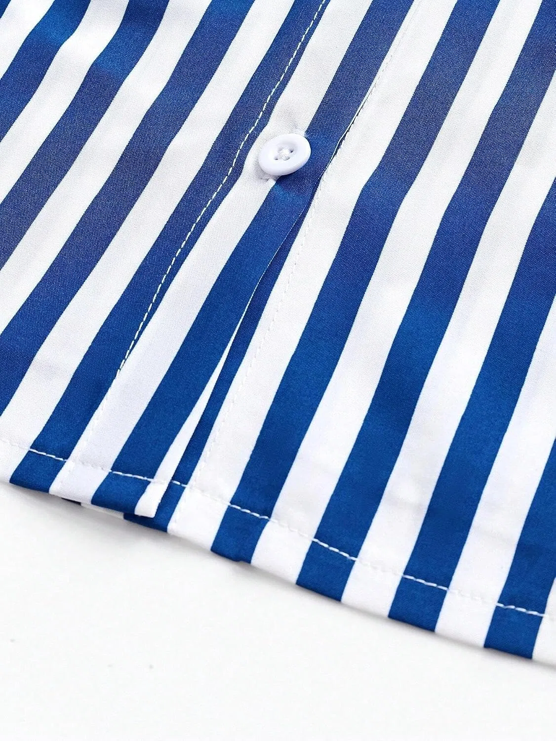 Женское мини-платье-рубашка в полоску с карманами, Blue/White — фото 4