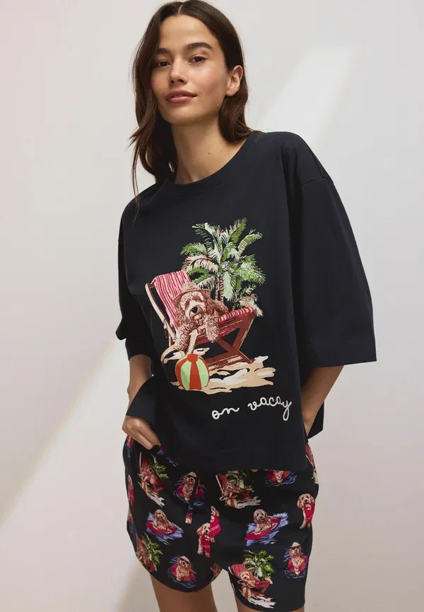 Пижамный комплект с принтом Petite fit - short pyjamas set Next, темно-синий Charlie the Cockapoo