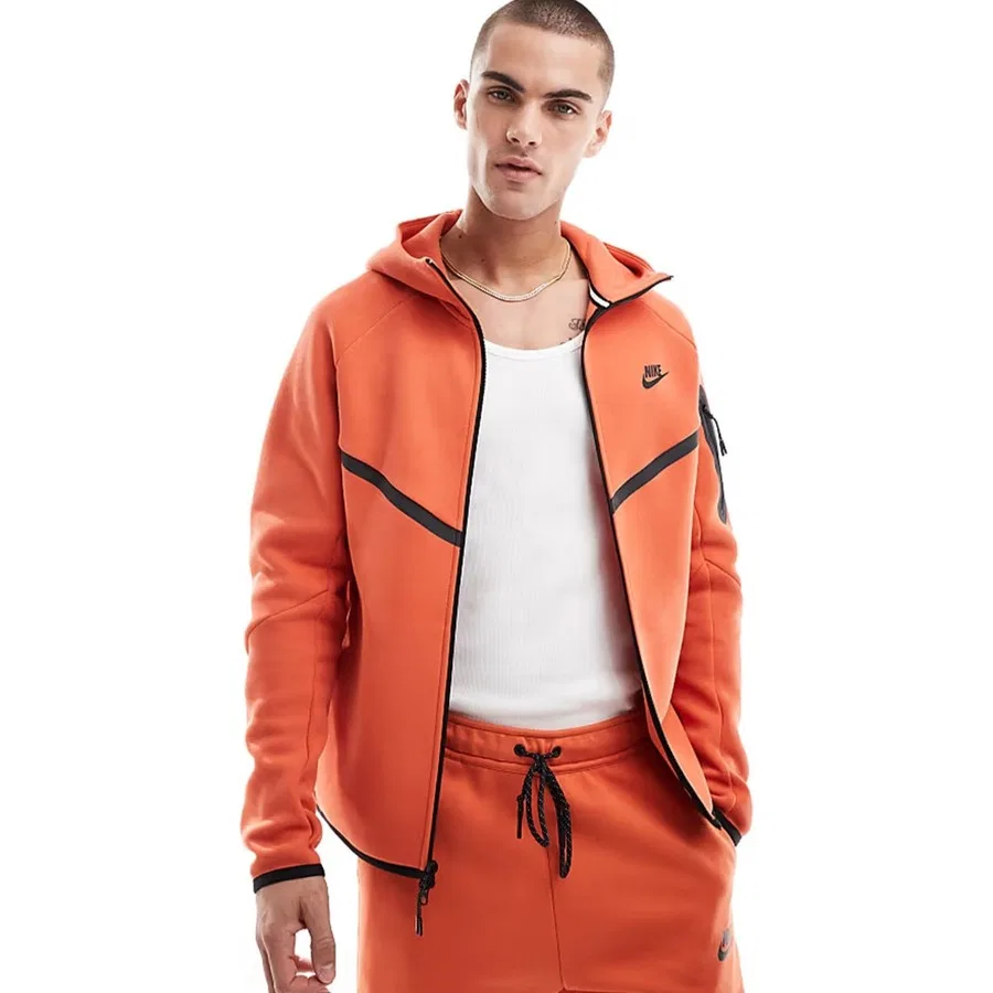 Свитшот мужской с капюшоном и длинным рукавом Tech Fleece Full Zip Windrunner Nike, Оранжевый