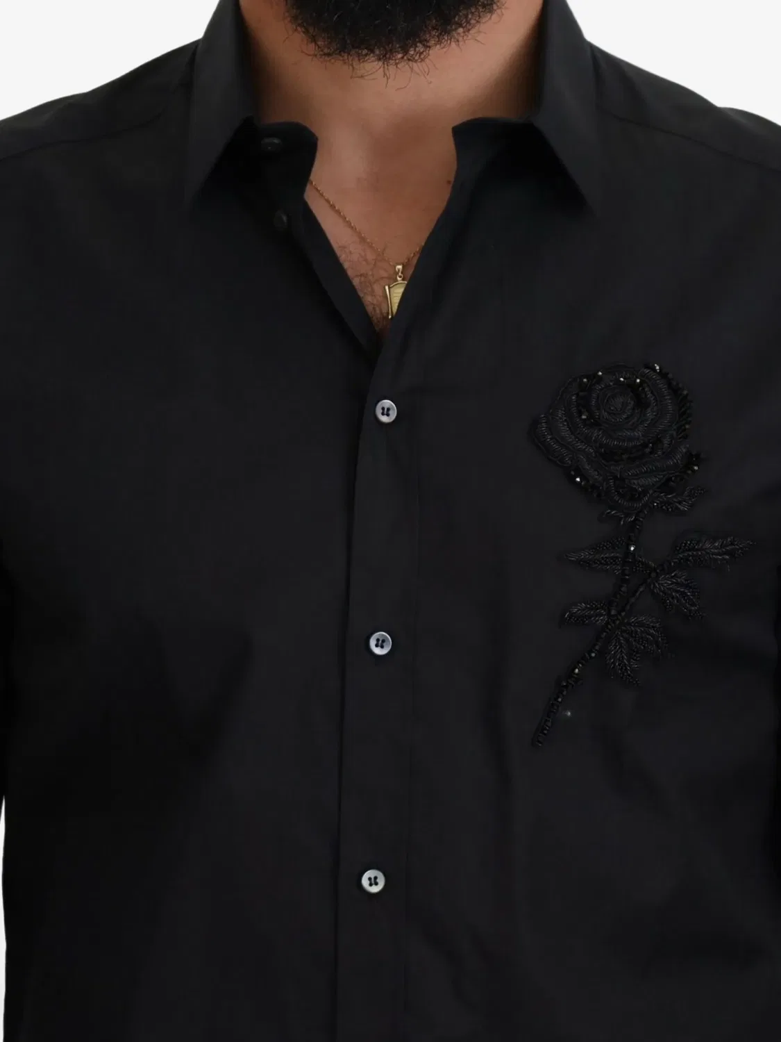 Рубашка хлопковая черная Dolce & Gabbana, черный — фото 2