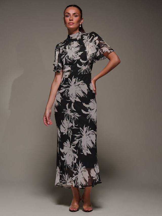 

Абстрактное платье макси с высоким воротом Jolie Moi, Black Abstract