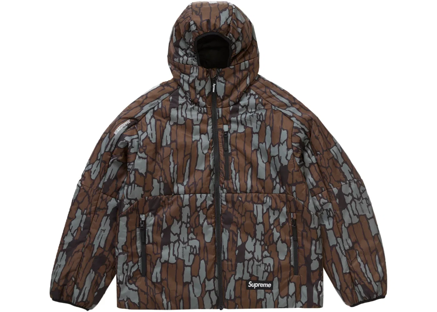 Мужская куртка утепленная ветрозащитная с капюшоном Supreme WINDSTOPPER Insulated Hooded Jacket, Mossy Oak Trebark Camo