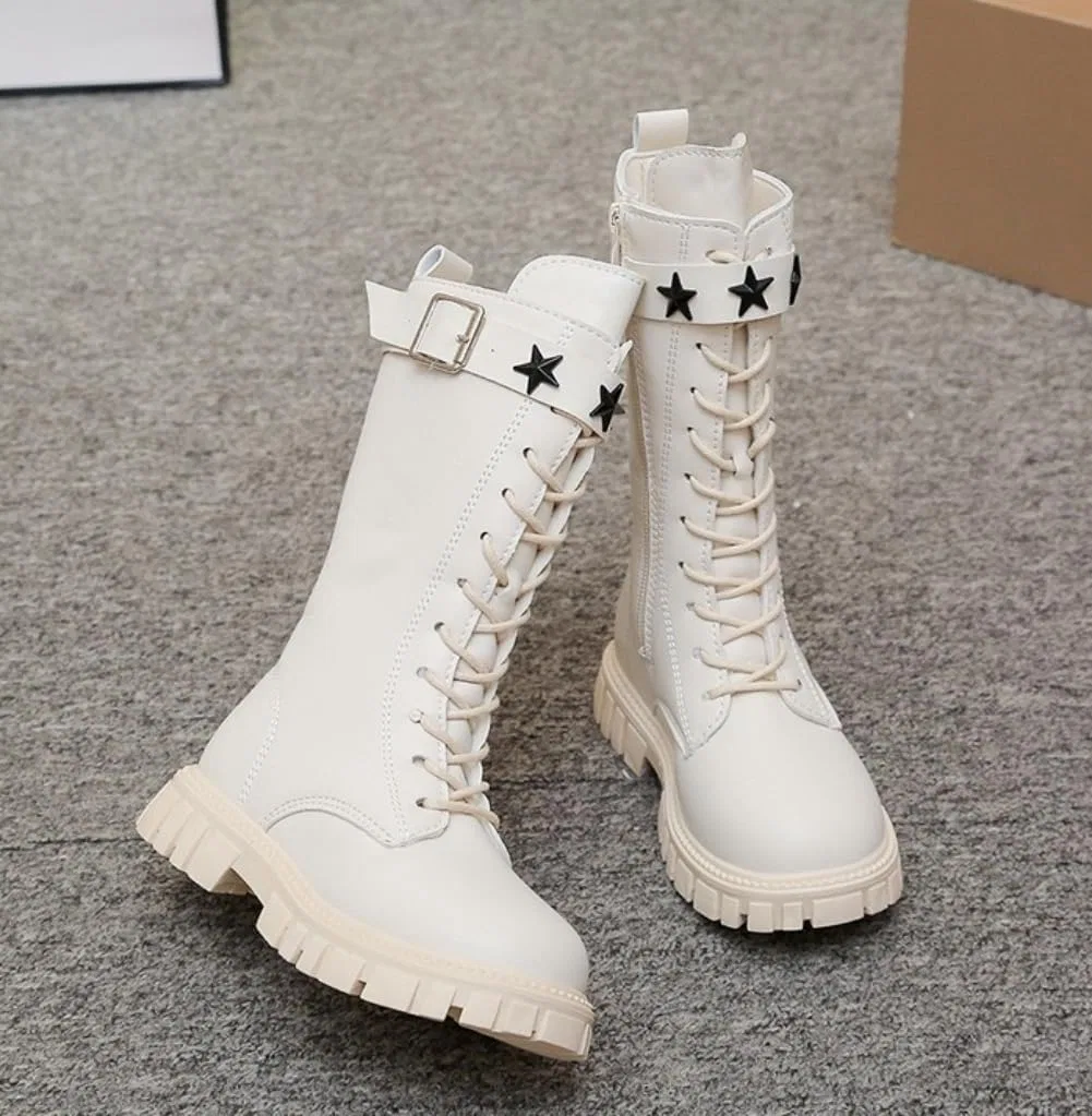 Детские ботинки для девочек с принтом, модель Girls Waterproof Riding Boots, White — фото 4