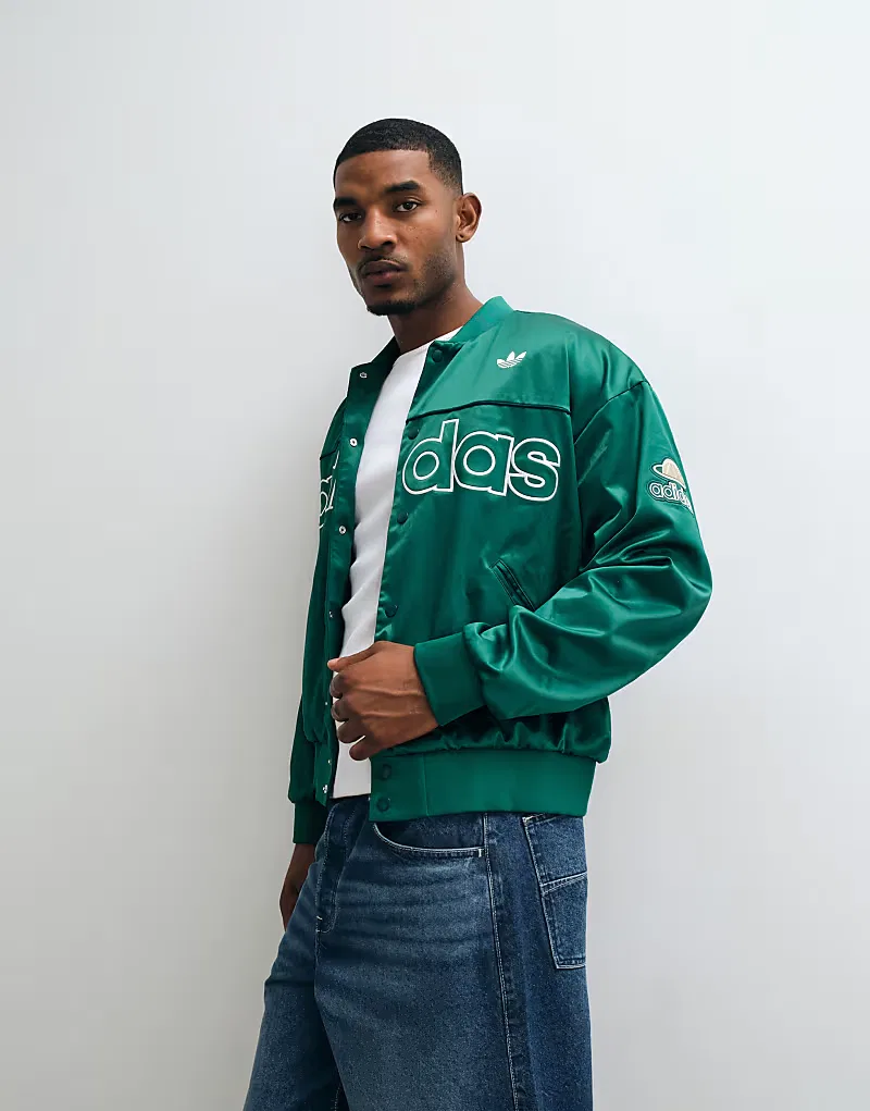 Тканая университетская куртка Adidas Originals, зеленый — фото 2