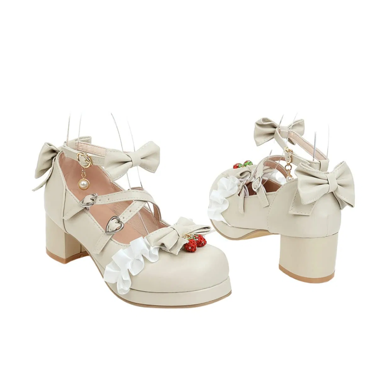 Детские туфли для девочек с бантом Summer Shoes with Design and Non-Slip Sole for Matching Skirts AKOOSY, Beige