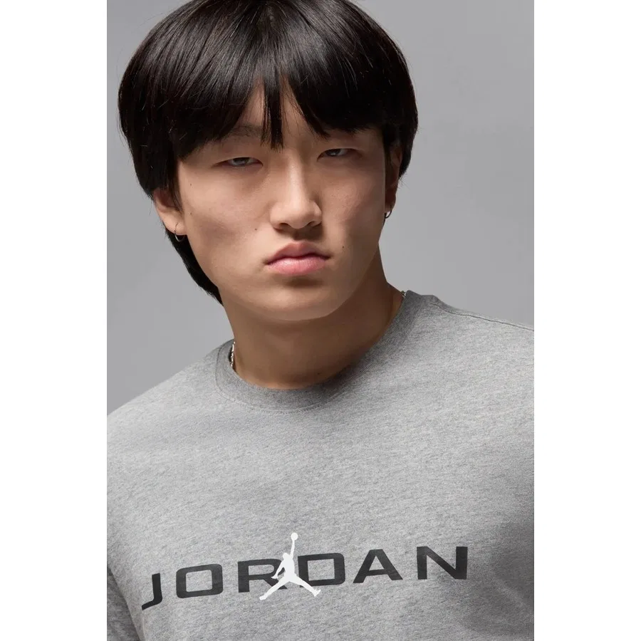 Футболка с коротким рукавом, хлопковая, Jordan Air Tee Ss Crew, Nike, Серый — фото 3