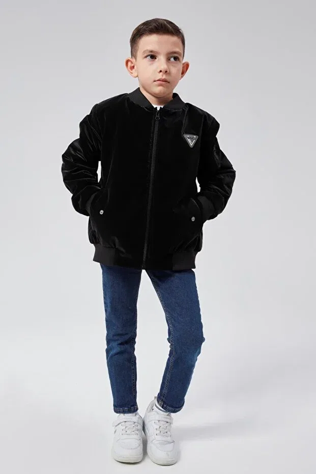 Детская куртка для мальчиков с длинным рукавом Bomber Jacket 51319 Benitto Kids, Black — фото 4