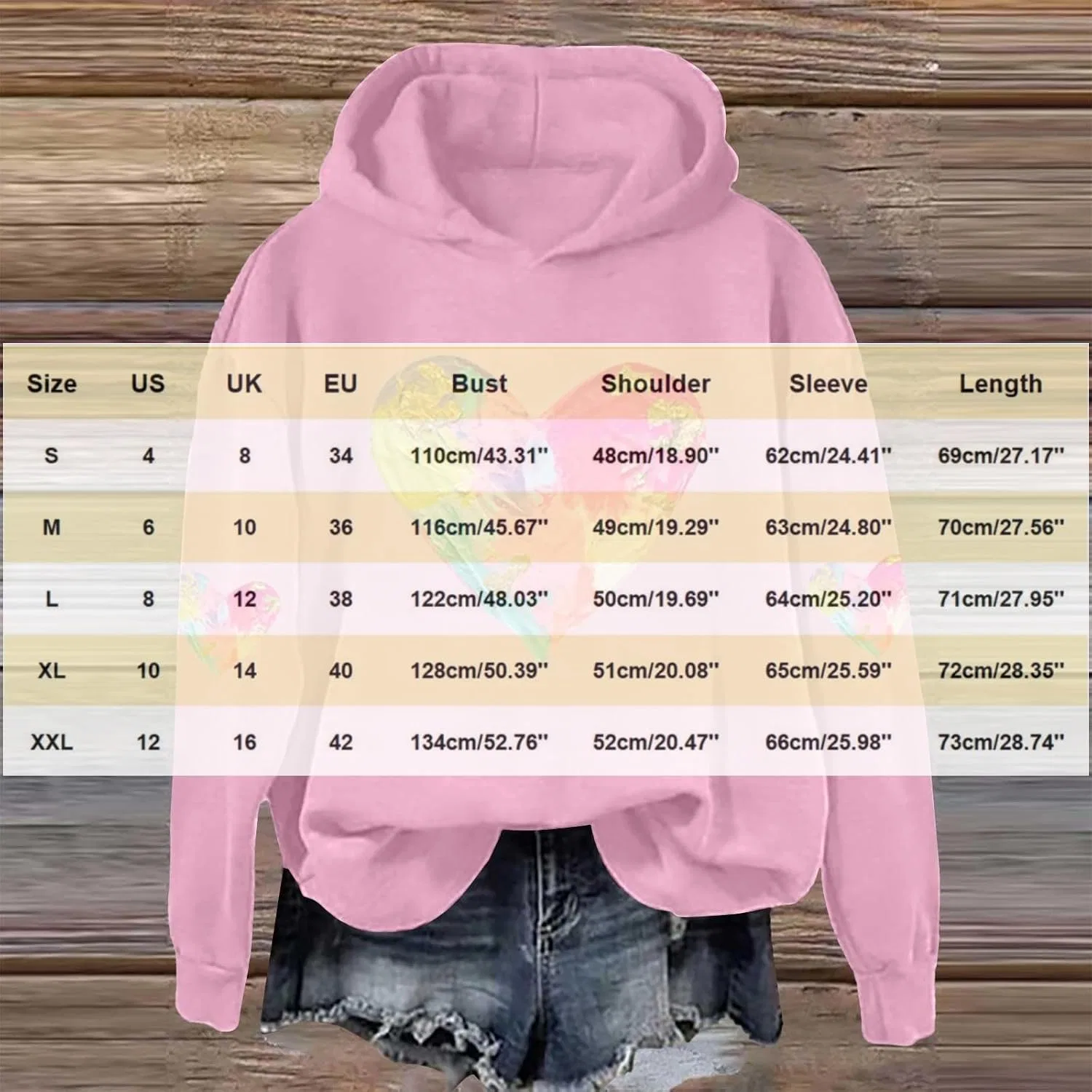 Женское худи с принтом Heart Sweatshirt, синий — фото 3