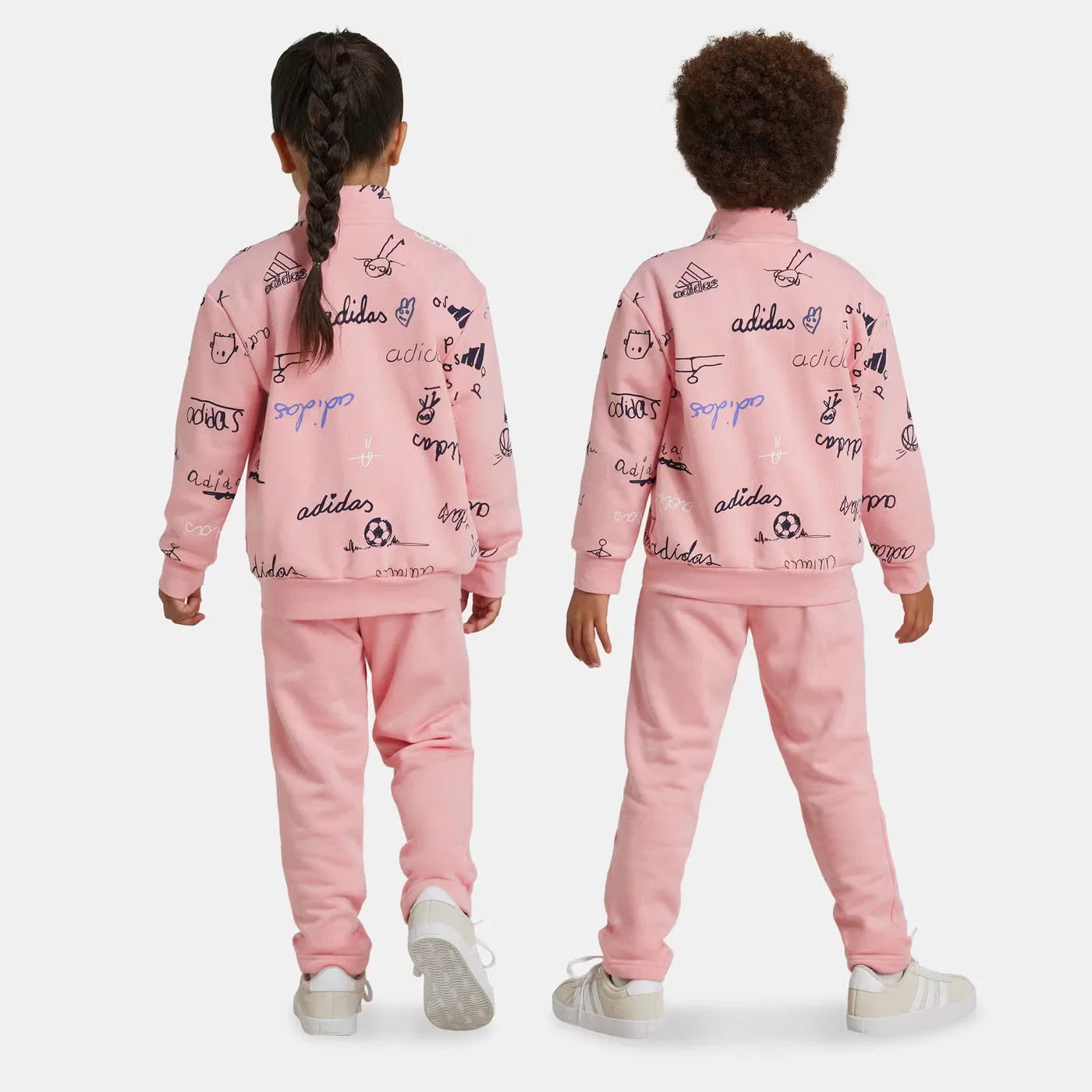 Комплект детский с принтом Brand Love Adidas, розовый — фото 2