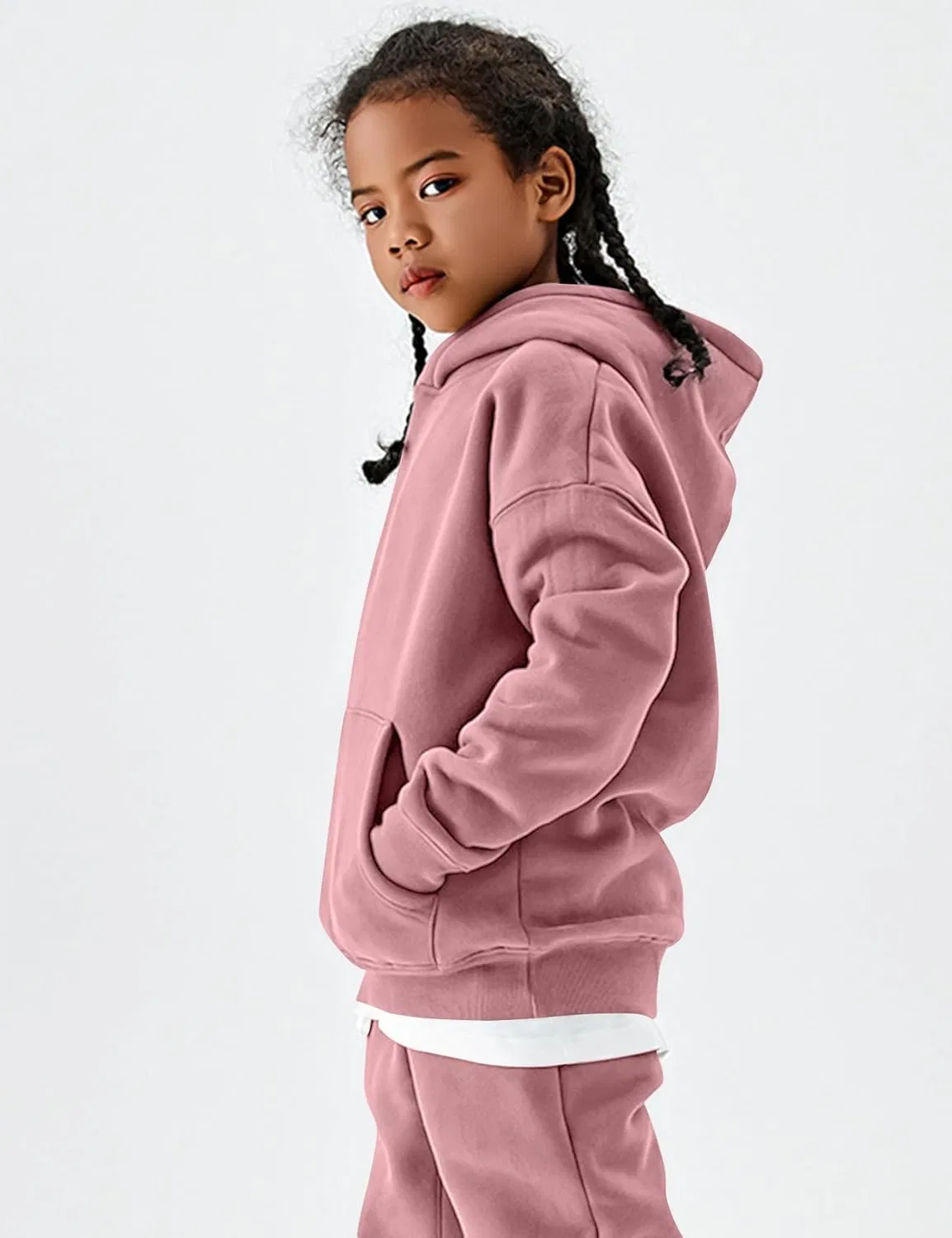 Детский спортивный костюм из флиса COZYPOIN, комплект из толстовки и брюк, Dark Pink — фото 3