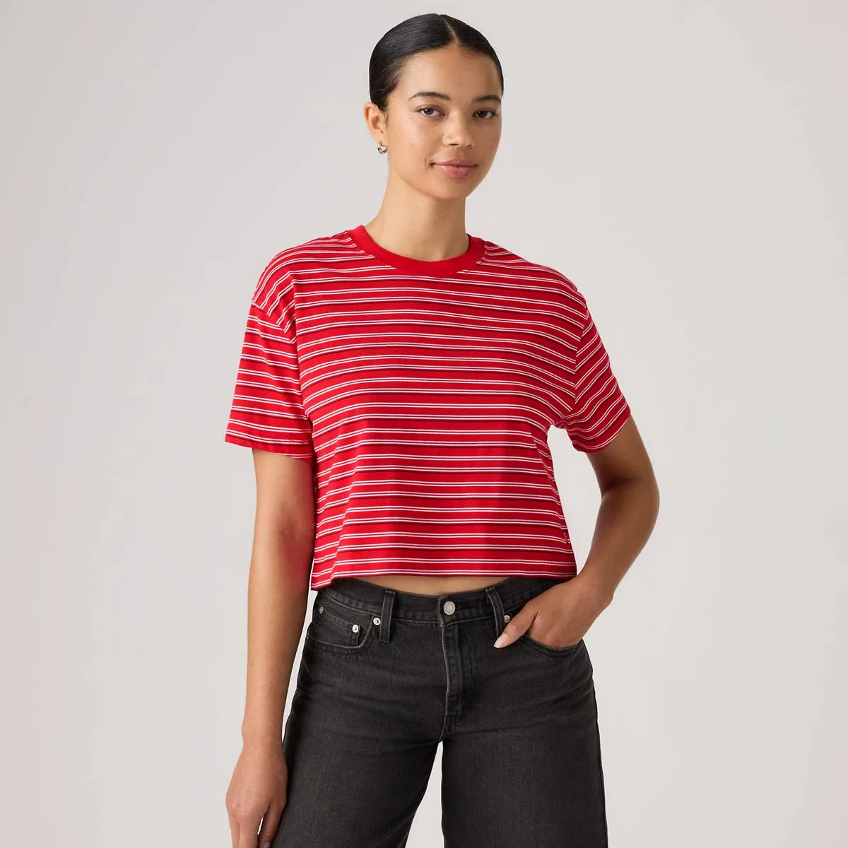 Укороченная футболка на каждый день Levi's, Capricorn Stripe True Red - Multi-Color