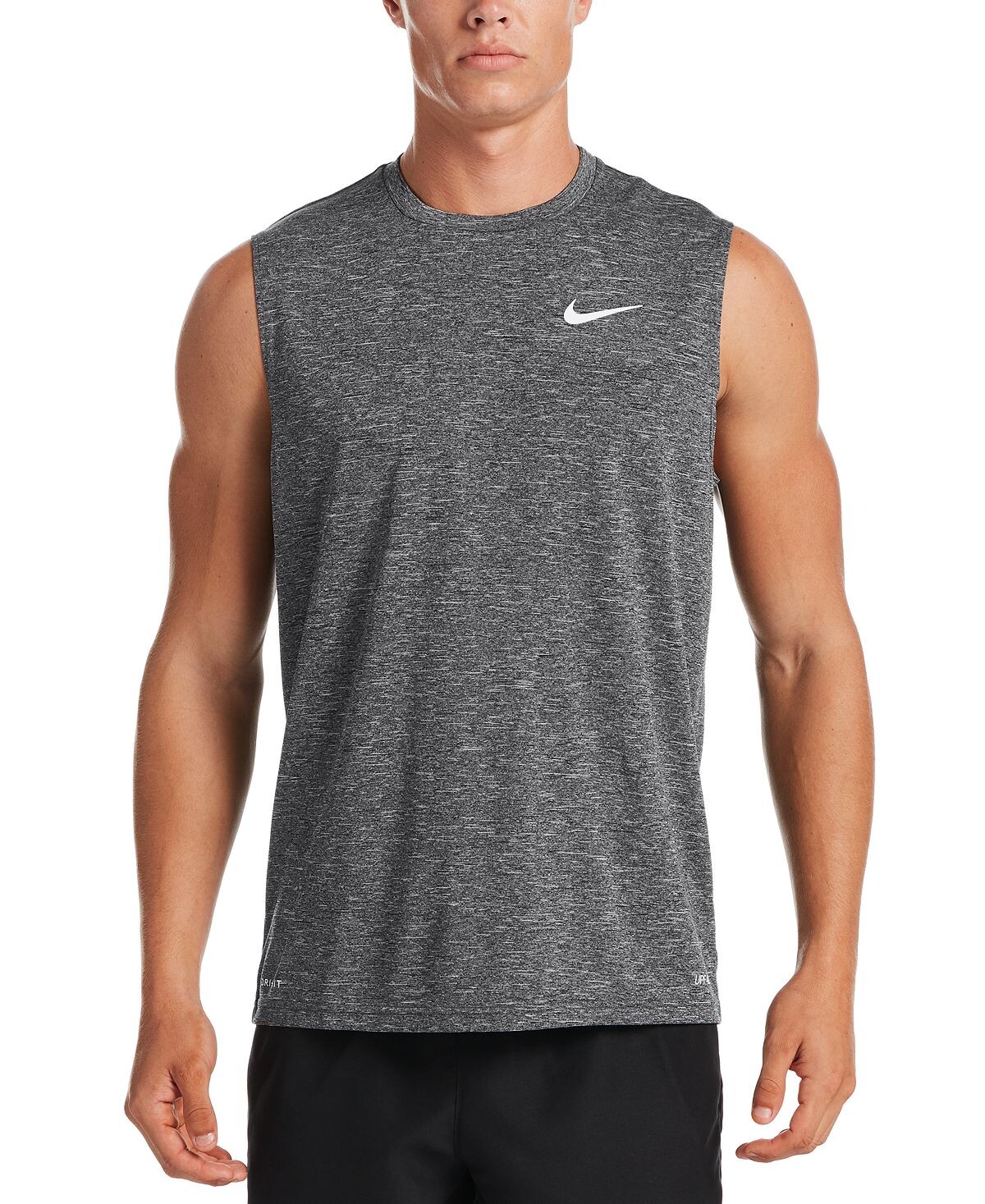 

Мужские большие и высокие мужские рашгарды dri-fit upf 40+ из меланжевой ткани без рукавов Nike, черный