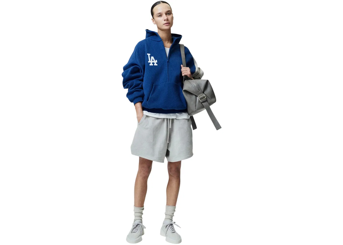 Мужской спортивный худи с полузастежкой-молнией Fear of God Dodgers Raglan Half Zip Sport Hoodie, Черный — фото 2