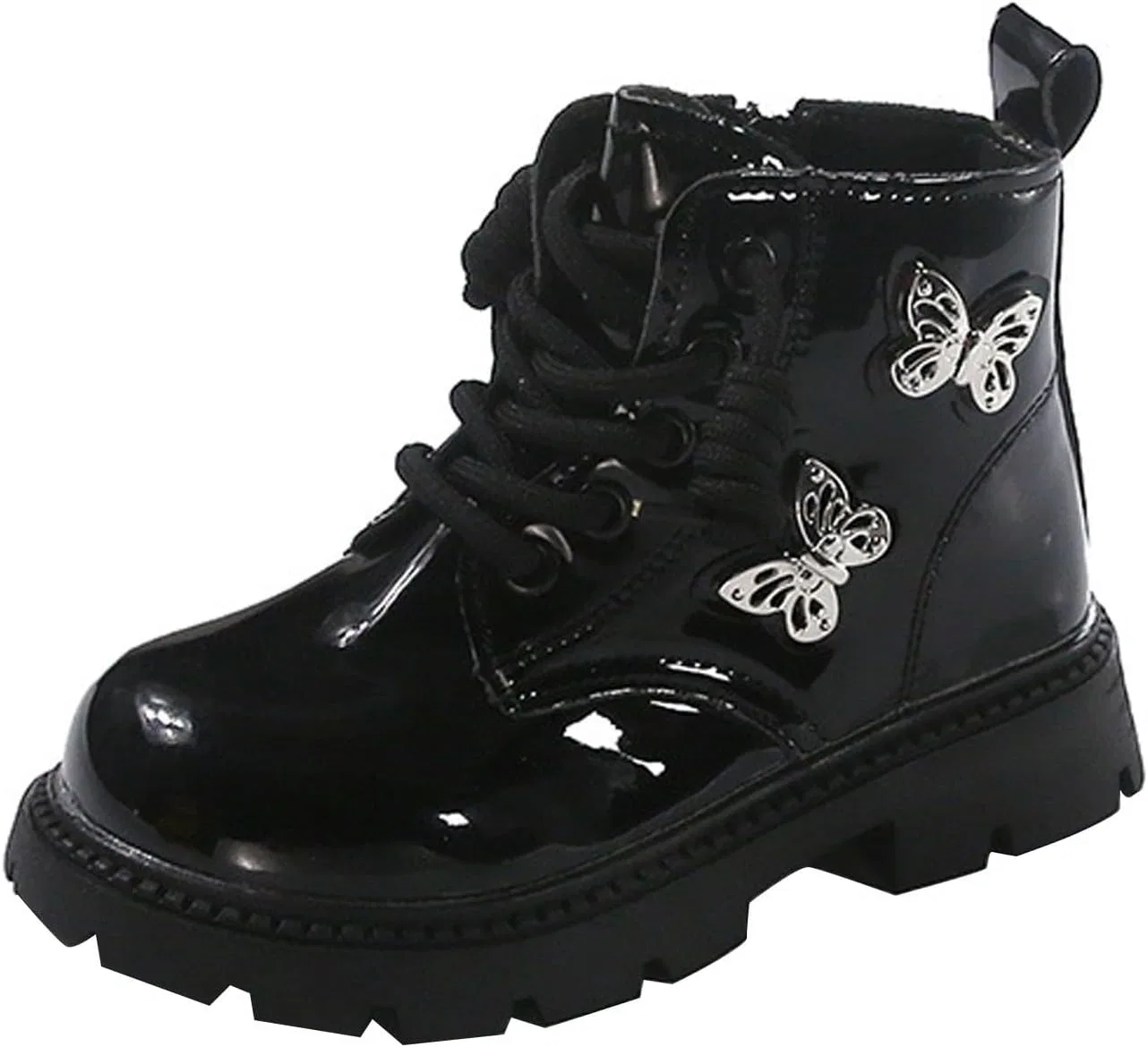 Детские ботинки для девочек с принтом, модель Combat Boot, Black