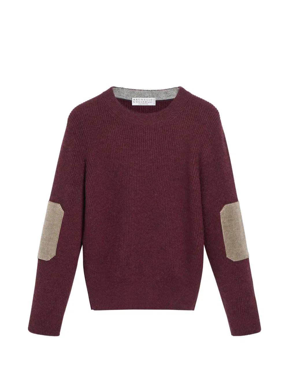 Кашемировый свитер с вельветовыми вставками Brunello Cucinelli Kids, красный