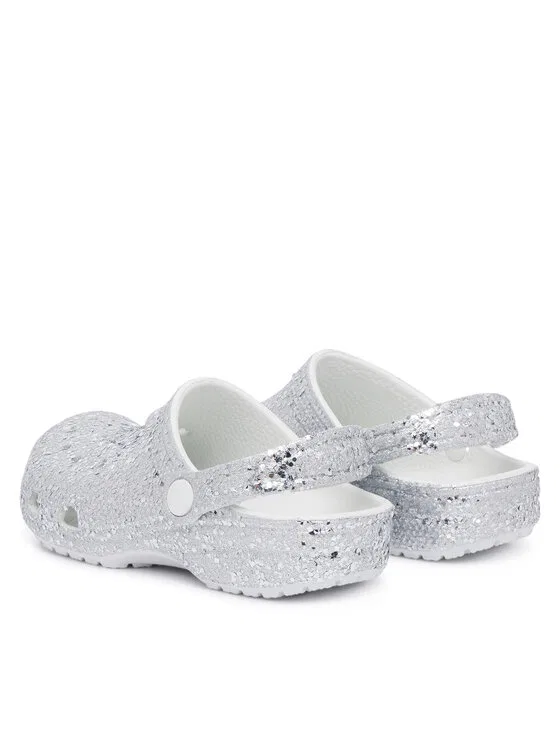 Шлепанцы Classic Dazzle Glitter Clog K Crocs, серебро — фото 3