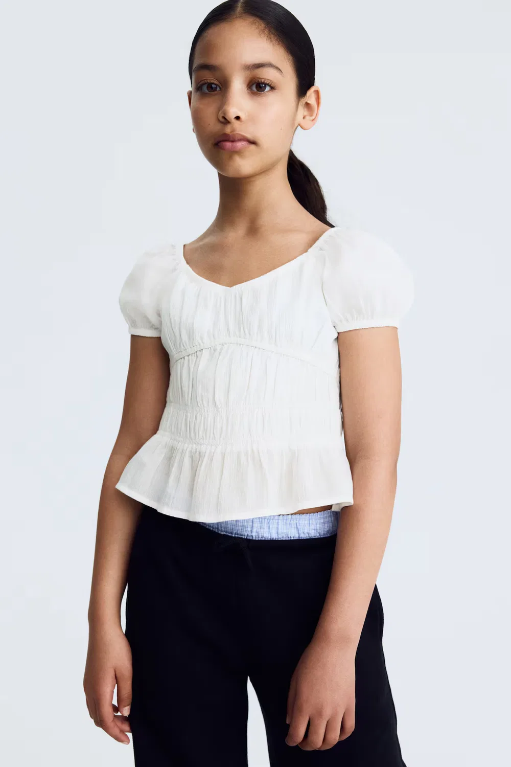 Мятая хлопковая блузка H&M, Weiß