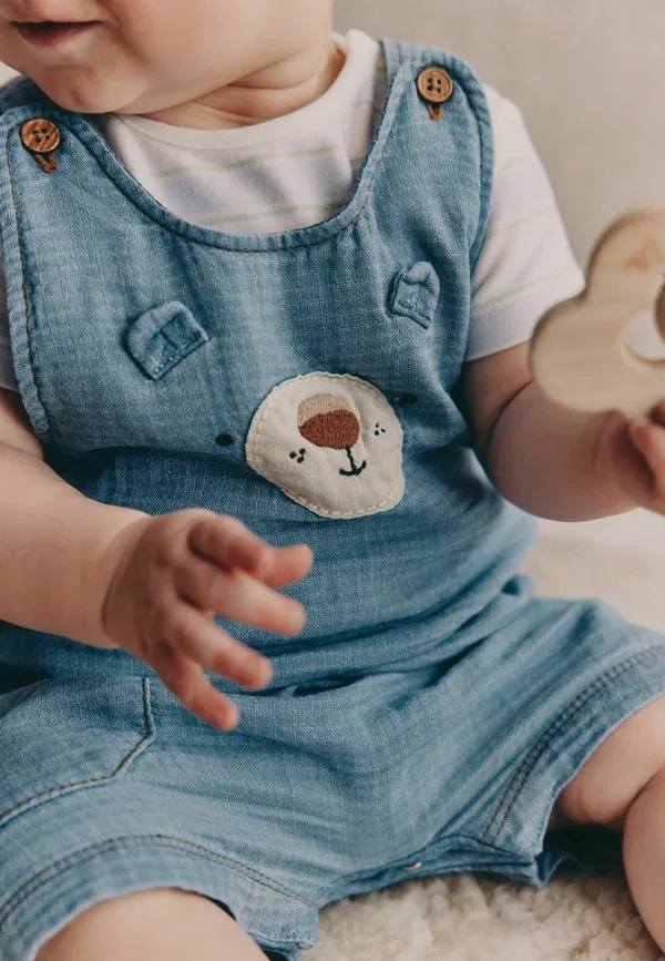 Комплект из топа и боди с животными Regular fit set Next Bear, синий