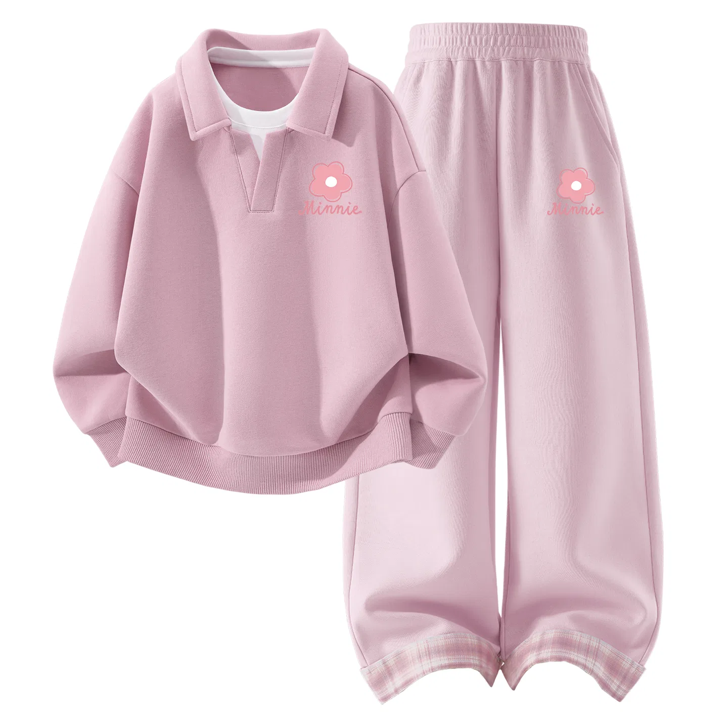 Детский спортивный комплект с поло-воротником, принт DiF Small Flower K Joy Orchid Pink+DiF Small Flower K Cherry Blossom Pink, Disney