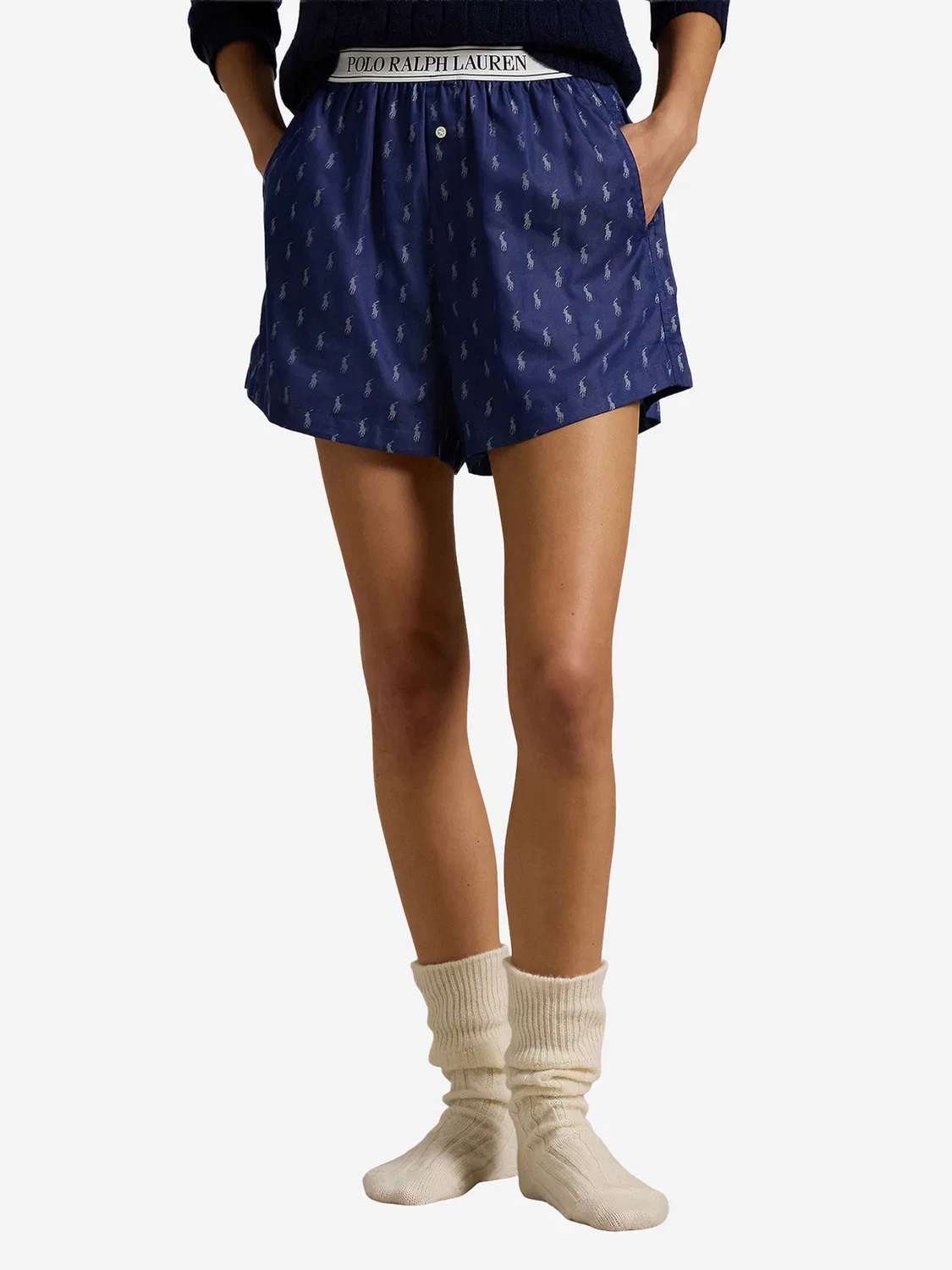 Пижамные брюки Polo Ralph Lauren Jacquard Polo Player темно-синего цвета — фото 2