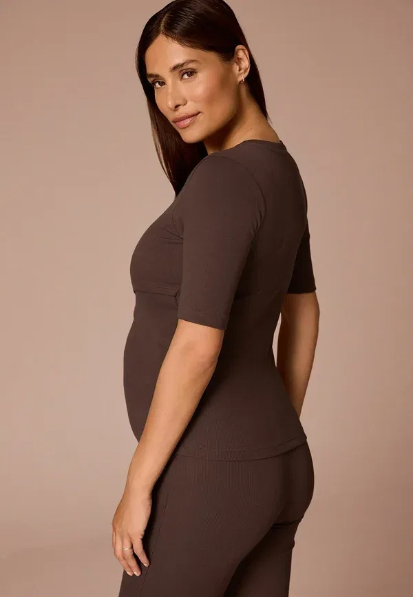 Футболка для кормления хлопковая Maternity nursing fitted short sleeve t-shirt Next, chocolate brown, коричневый/шоколадный — фото 2