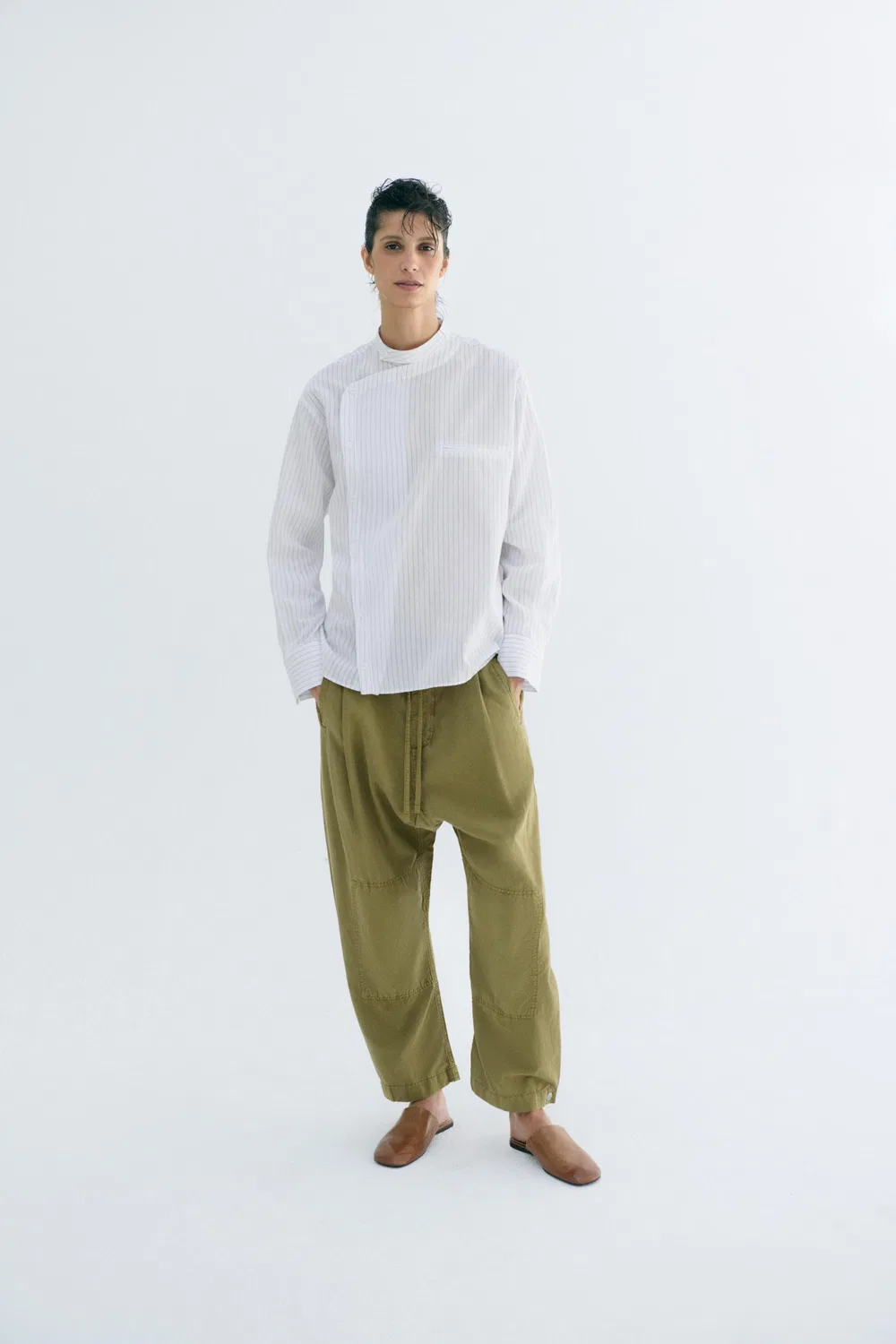 Рубашка-биббук из коллекции ZW ZARA, White/Navy