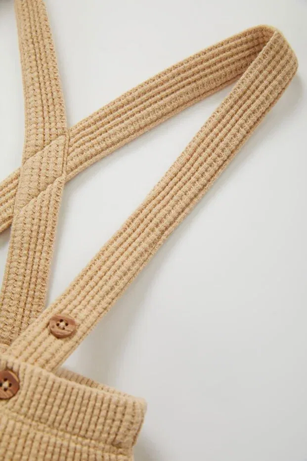 Детские шорты для мальчиков с регулируемыми лямками Defacto, Beige-Bg690 — фото 2