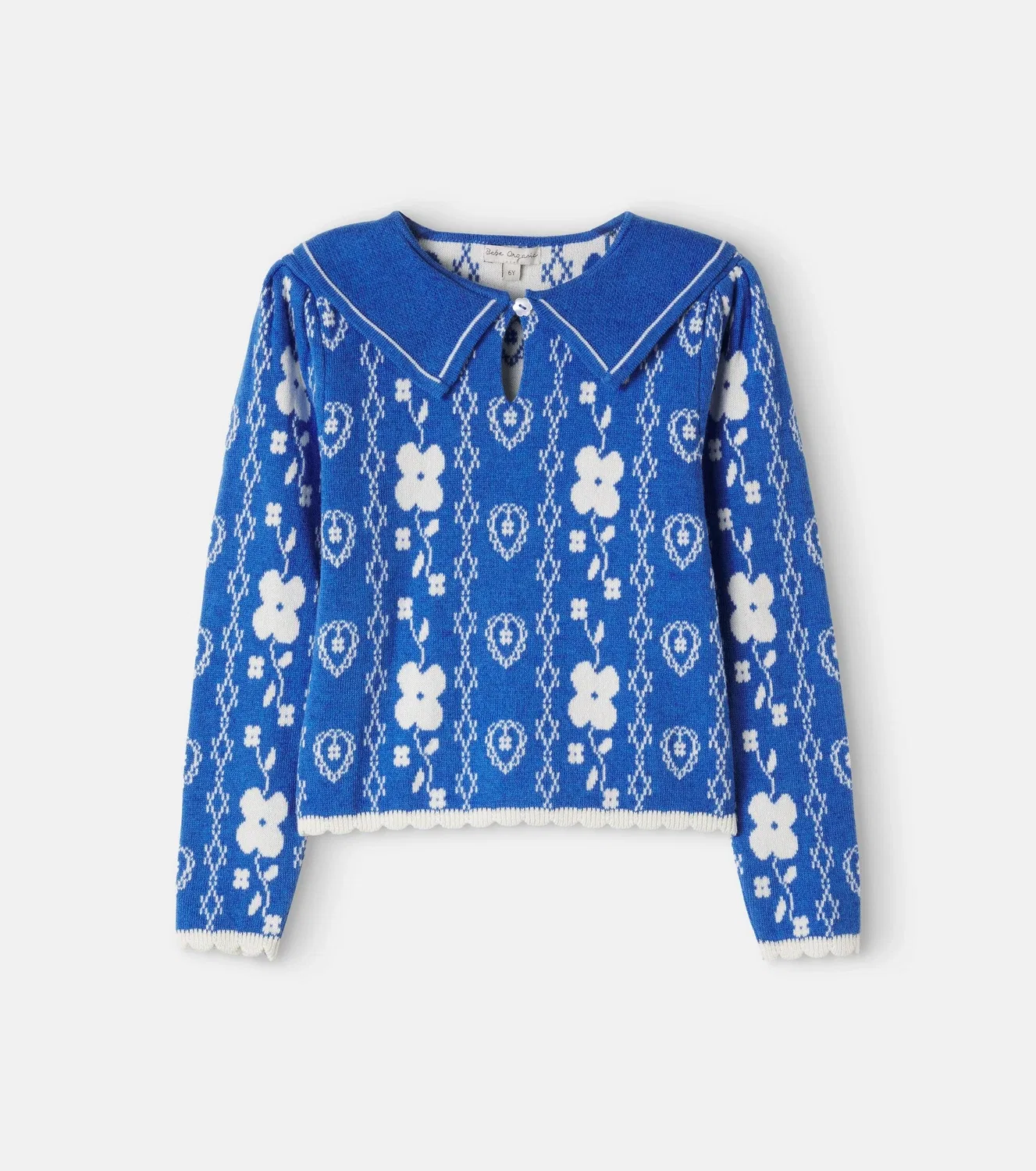 Джемпер из жаккардового хлопка и шерсти Cosette Bebe Organic, синий