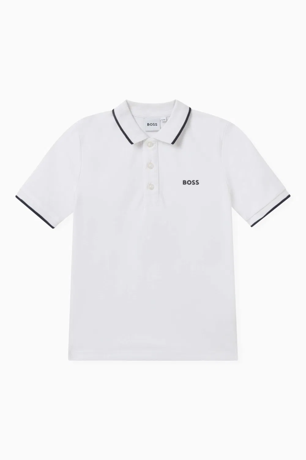 Поло хлопковое в пике с логотипом BOSS Kidswear, белый