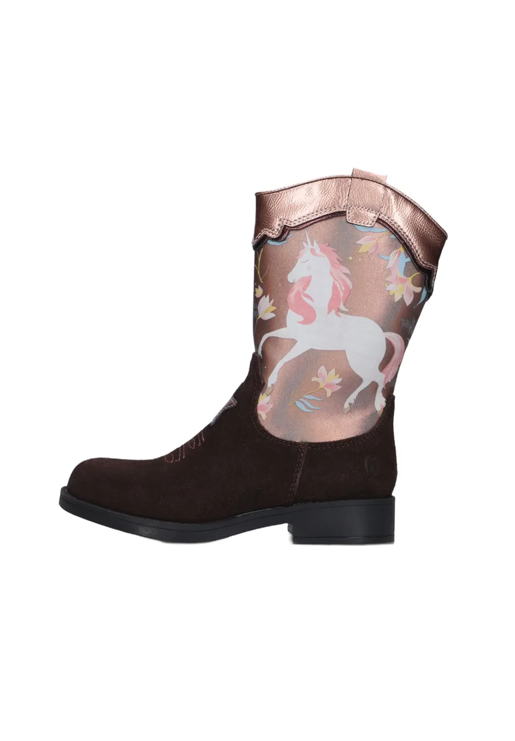 Meisjes Cowboylaarzen nw26w010. - ковбойские/байкерские ботинки до щиколотки Shoesme, Dark Brown Unicorn