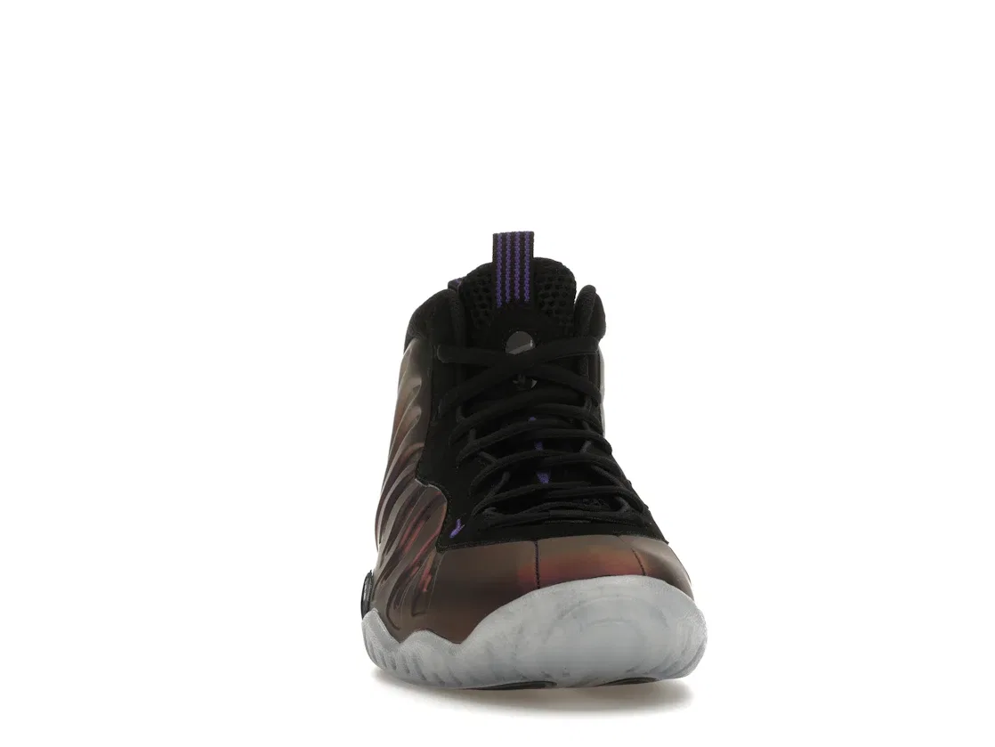 Детские кроссовки для мальчиков и девочек с верхом из нубука Air Nike Foamposite One Nike, Black/Varsity Purple-Varsity Purple — фото 2