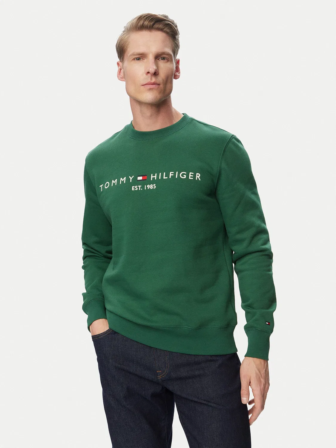 Мужская толстовка стандартного кроя Logo Tommy Hilfiger, темно-зеленый