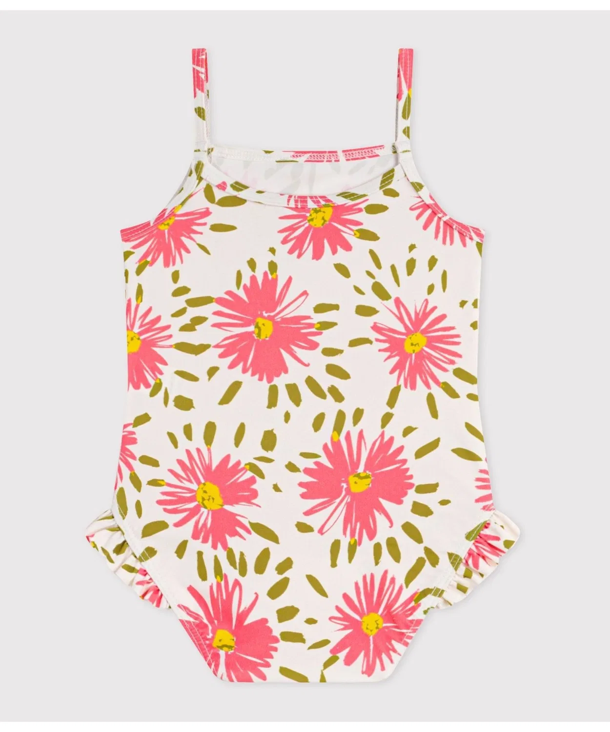 Детский купальник-платье с цветочным принтом PETIT BATEAU, White — фото 2