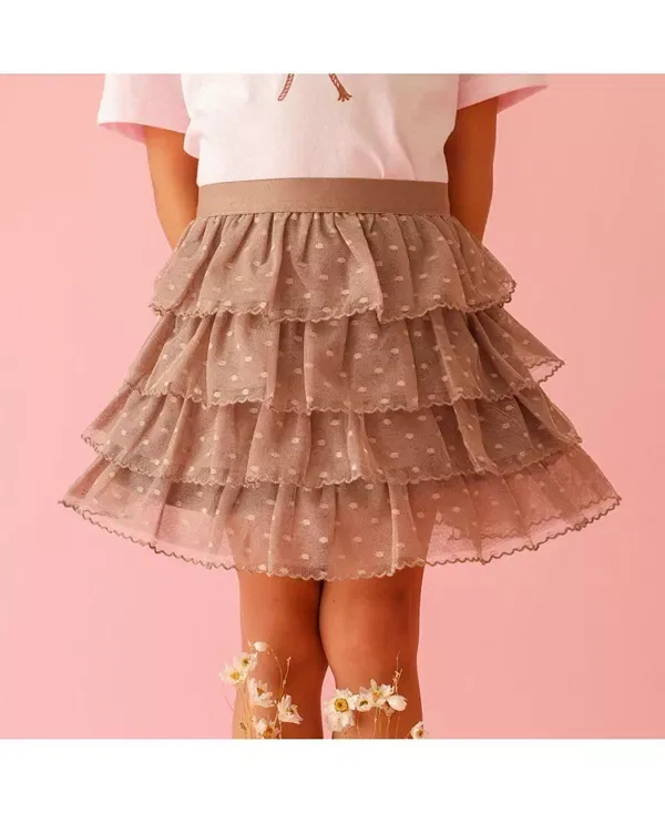 Детская юбка-пачка с рюшами Coco Ruffle Tutu Skirt Sweet Wink, коричневый — фото 3