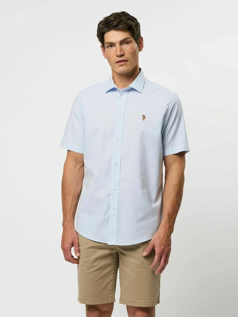 Рубашка на пуговицах стандартного кроя 'UMNatan' светло-голубого цвета U.S. Polo Assn. — фото 3