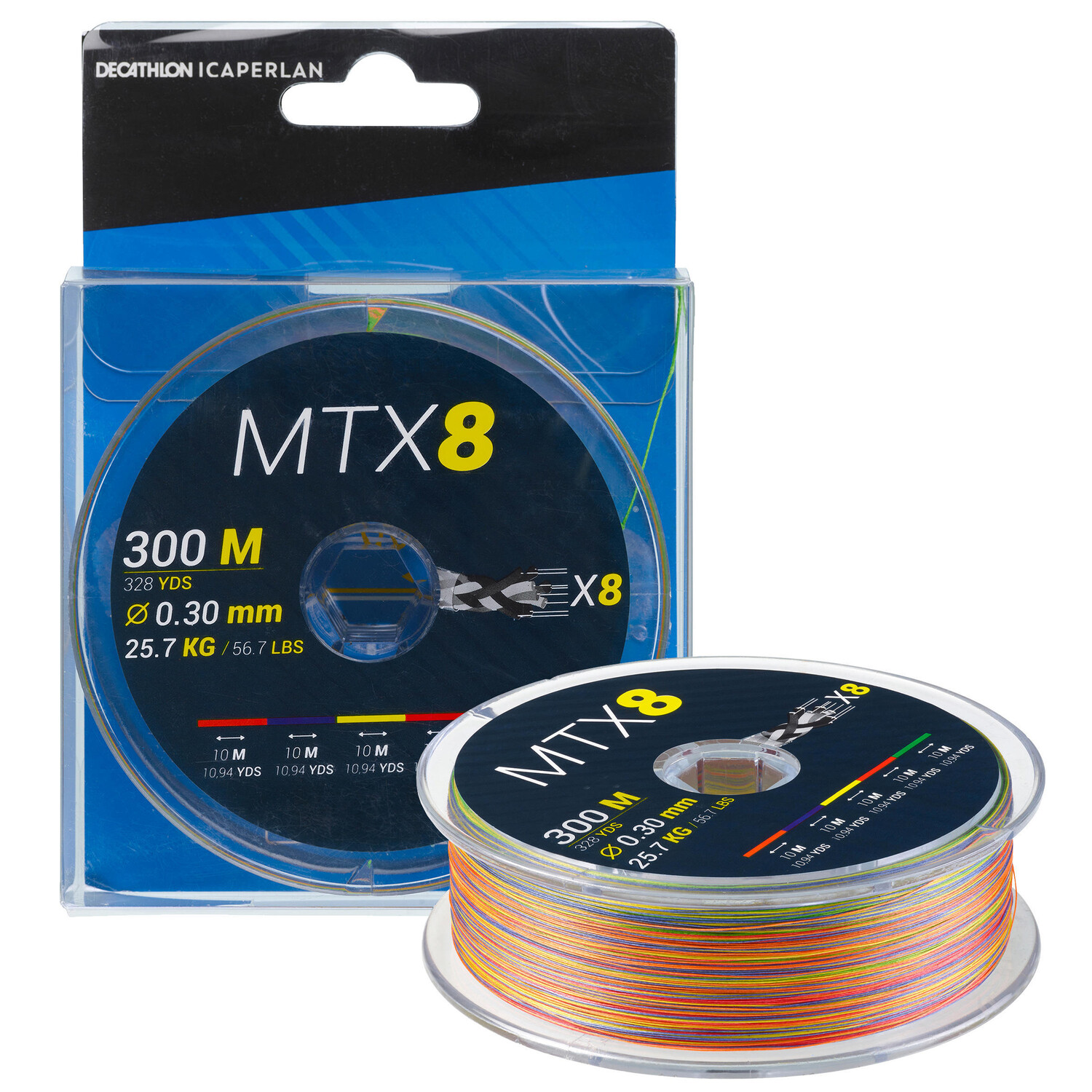 

Основная леска плетеная MTX8 Multicolor 300 м 0,30 мм CAPERLAN