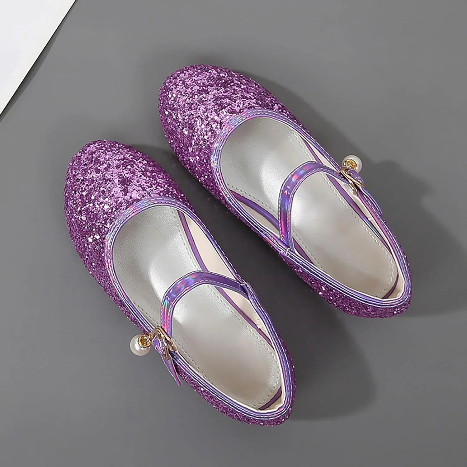 Детские туфли Мэри Джейн с блестками для девочек, Purple — фото 3